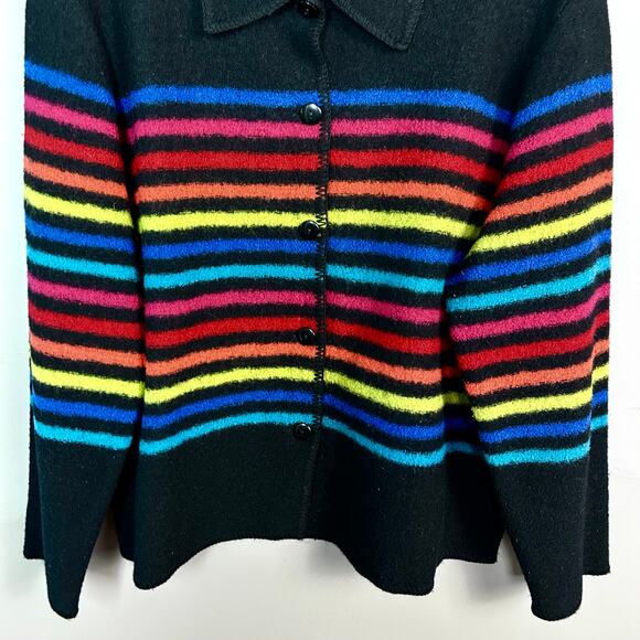Requirements sweater jacket XL extra large rainbow cardigan black stripe serape - Picture 10 of 11